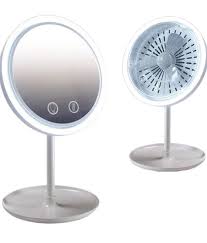 ESPEJO DE MAQUILLAJE GIRATORIO, VENTILADOR Y LUCES LED